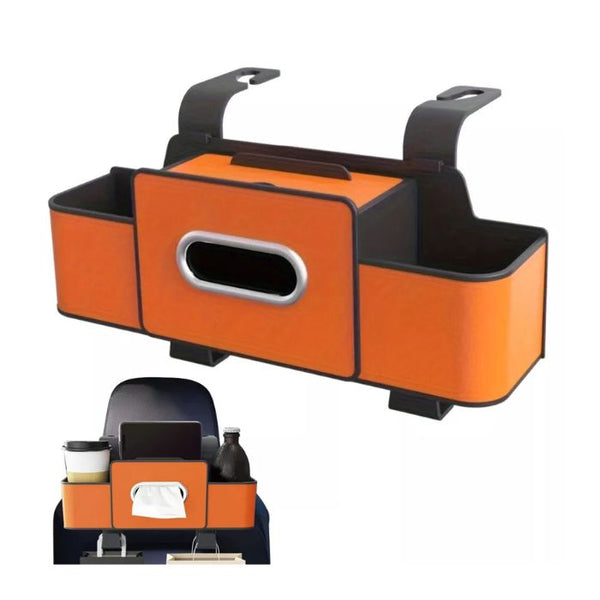 Car Back Seat Storage Bag with Cup And Tissue Compartments