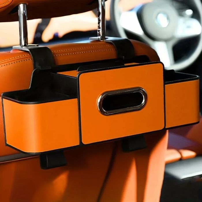 Car Back Seat Storage Bag with Cup And Tissue Compartments