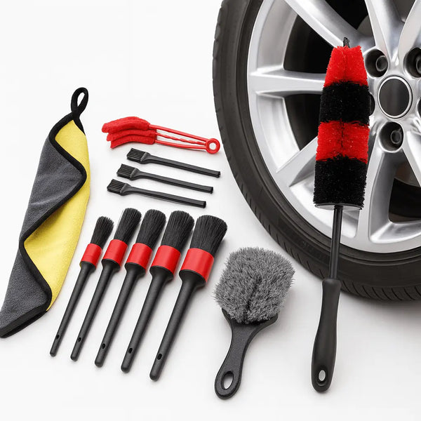 Car Cleaning and Detailing Brush Set for tyres and car
