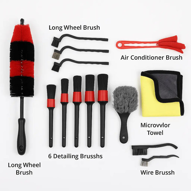 Car Cleaning and Detailing Brush Set for tyres and car