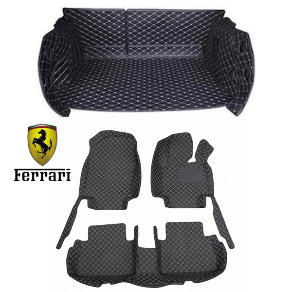 CarLux™ Complete Floor Protection Set: 3D Boot Liner and Car Mats For Your Ferarri