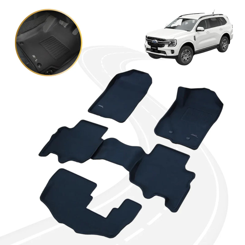 Custom Fit 3D Kagu Rubber Floor Mats - Ford Everest 2022 - Onwards (Next Gen)