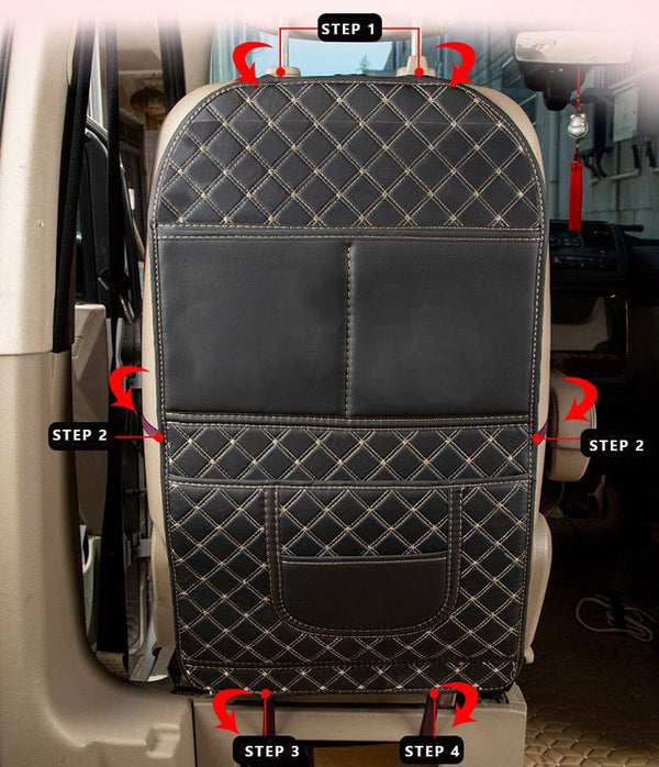 CarLux™ Universal Car Seat Back Protector Leather Mats Ipad & Mobile Holder