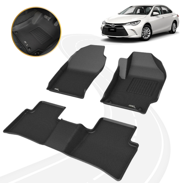 Toyota Camry 2012–2017 custom Kagu 3D rubber floor mats with vehicle in background