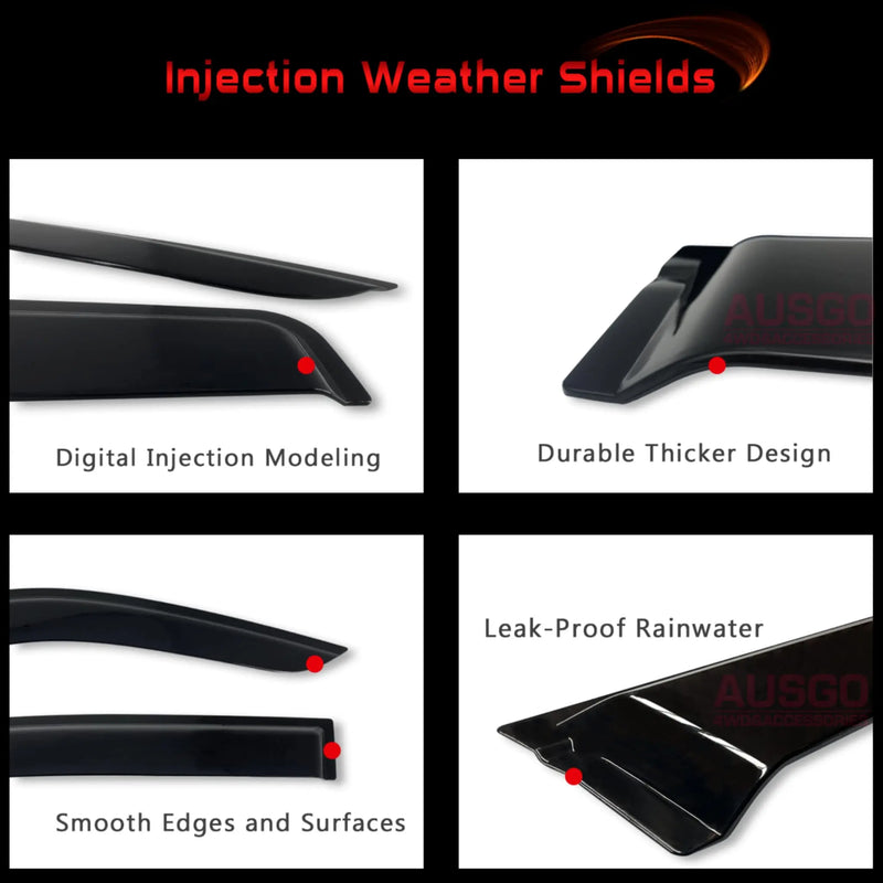 CarLux™ Weather Shields Weathershields  plus BLACK Door Sills Protector For ISUZU MUX 2021 to Current Model