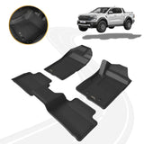 Custom Fit 3D Kagu Rubber Floor Mats - Ford Ranger Super Cab (Next Gen) 2022 - Onwards
