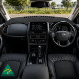 DashLux dash mat fitted to a Nissan Patrol Y62 dashboard