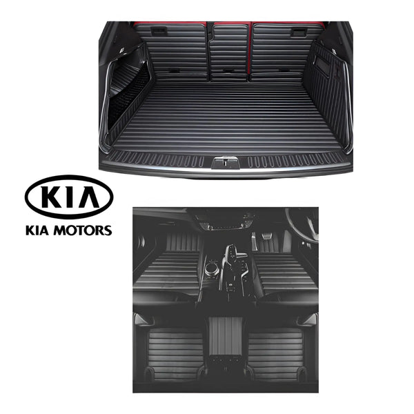 CarLux™ Complete Floor Protection Set Nappa PU 3D Boot Liner and Car Mats For Your Kia