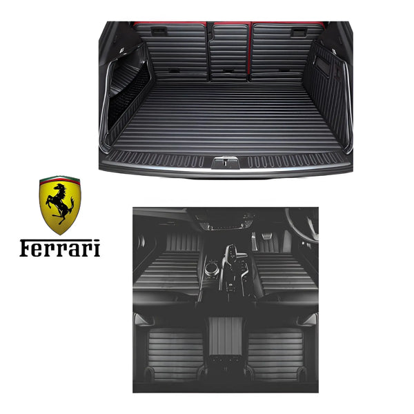 CarLux™ Complete Floor Protection Set Nappa PU 3D Boot Liner and Car Mats For Your Ferarri