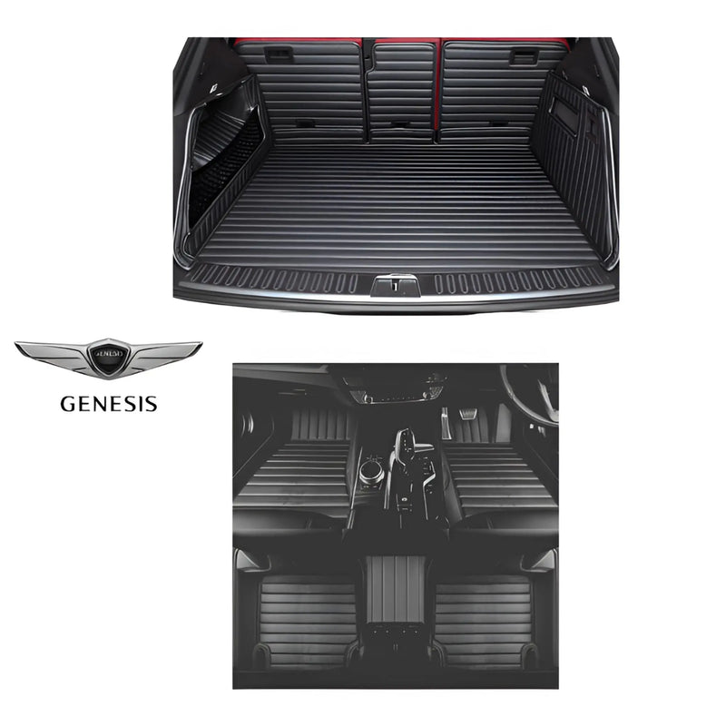 CarLux™ Complete Floor Protection Set Nappa PU 3D Boot Liner and Car Mats For Your Genesis