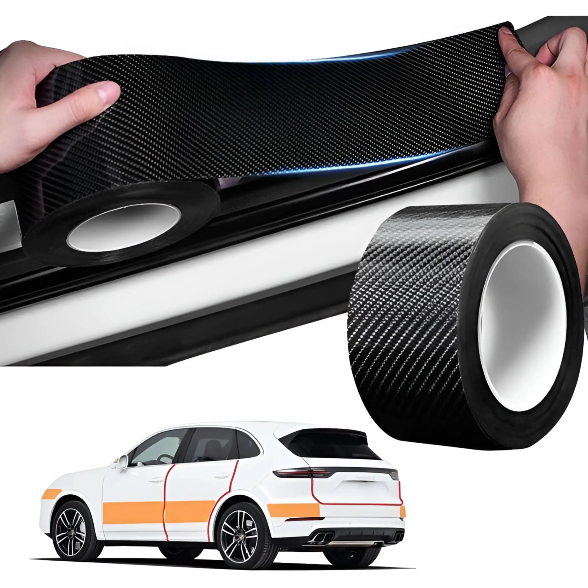 Premium 10cm X 5M Carbon Fiber Car Door Sill Protector Tape Durable