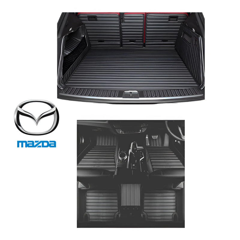 CarLux™ Complete Floor Protection Set Nappa PU 3D Boot Liner and Car Mats For Your Mazda