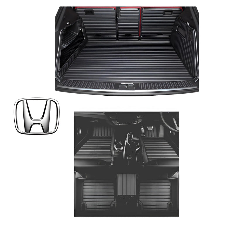 CarLux™ Complete Floor Protection Set Nappa PU 3D Boot Liner and Car Mats For Your Honda
