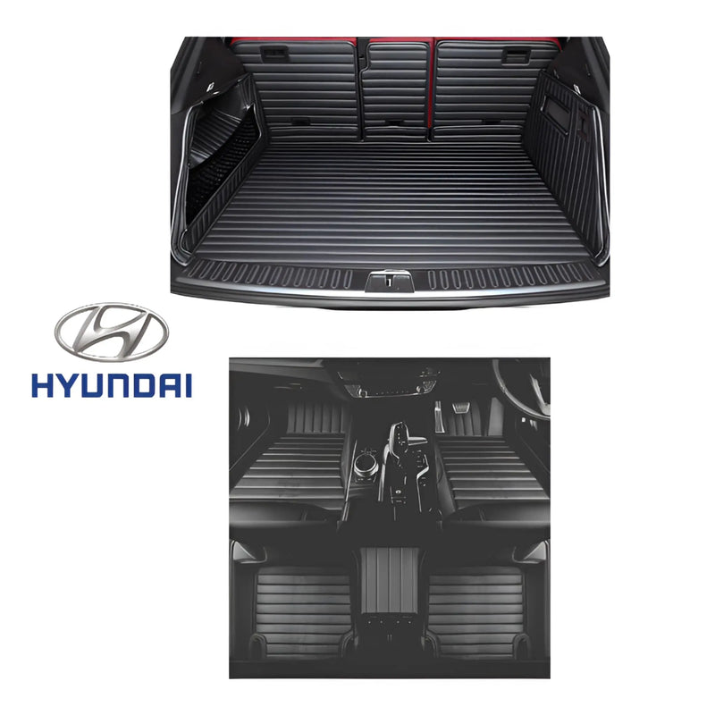 CarLux™ Complete Floor Protection Set Nappa PU 3D Boot Liner and Car Mats For Your Hyundai