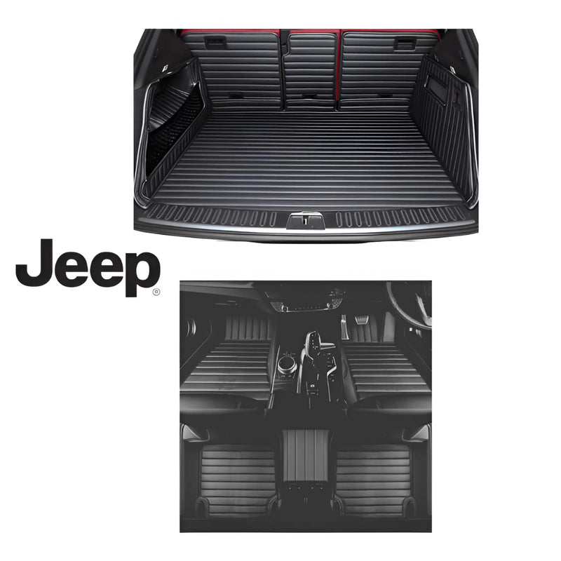 CarLux™ Complete Floor Protection Set Nappa PU 3D Boot Liner and Car Mats For Your Jeep