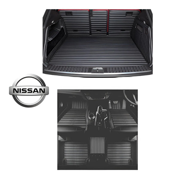 CarLux™ Complete Floor Protection Set Nappa PU 3D Boot Liner and Car Mats For Your Nissan Y62