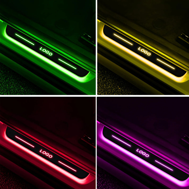 4x LED Flowing Light Door Sill Trims Bar For Car Plate Pedal