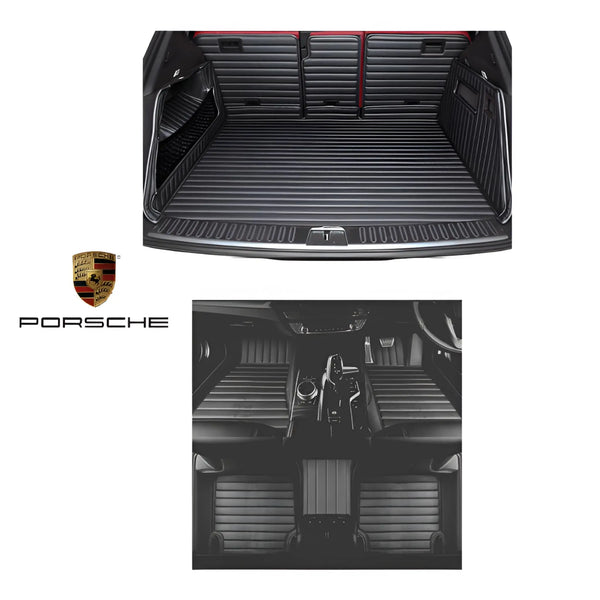 CarLux™ Complete Floor Protection Set Nappa PU 3D Boot Liner and Car Mats For Your Porsche