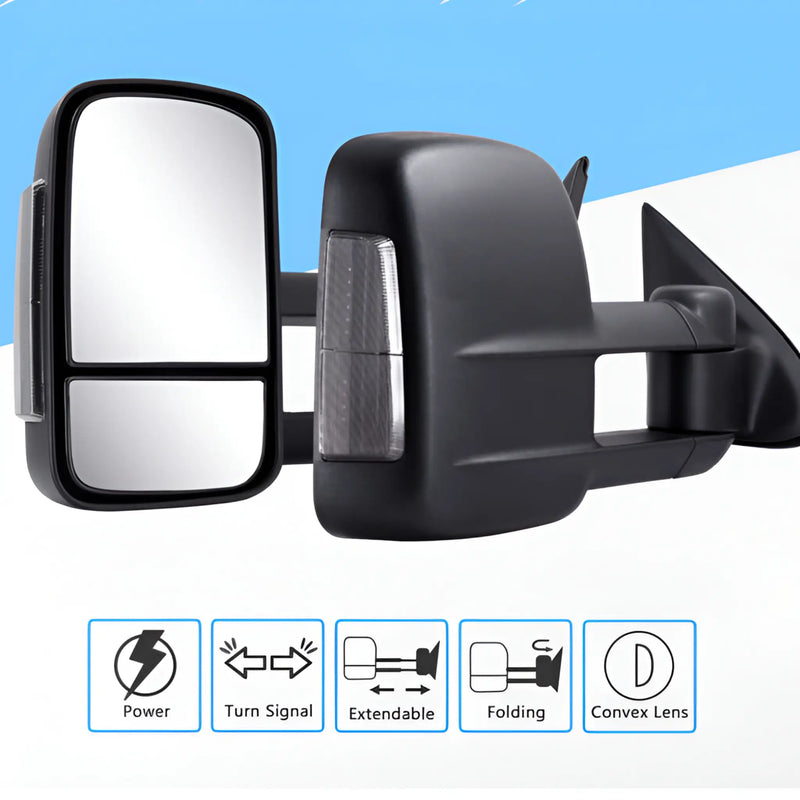Manual Fold Extendable Tow Mirrors for 2005-2015 Toyota Hilux
