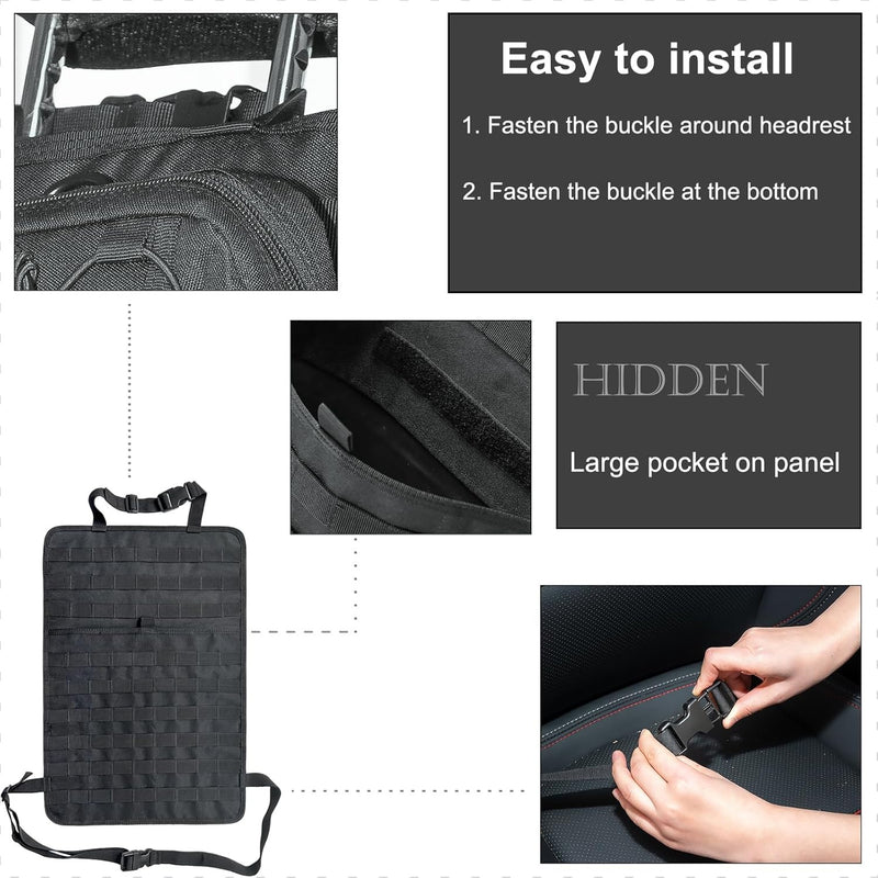 Tactical Car Seat Organiser - Molle Panel Automobile Seat Back Organisers