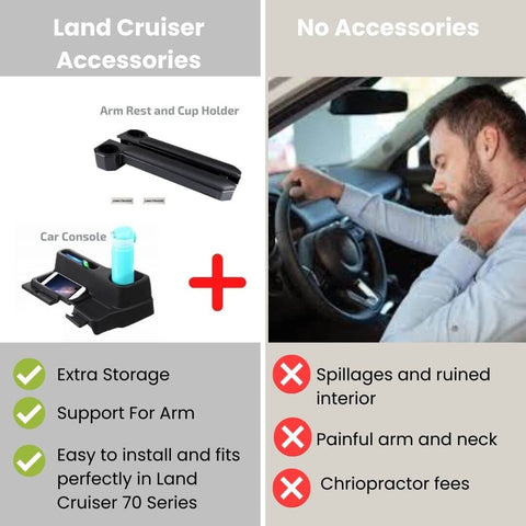 Land Cruiser 70 Series Car Cup Holder, Armrest and Console Storage