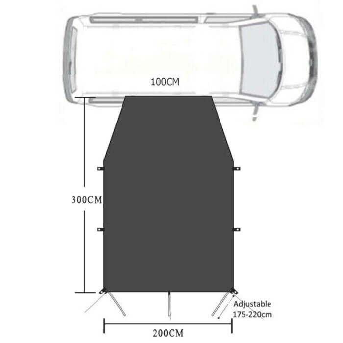 Carbella™ 4x4 Car Awning Sun Canopy For Van's, SUV's Or Caravans
