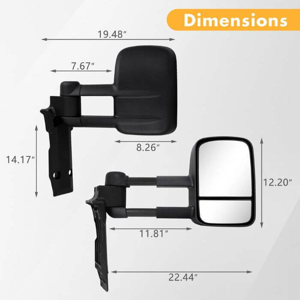 Cruiser™  Manual Extension Tow Mirrors 1984-2022 Toyota Land Cruiser 70 75 76 78 79 Series