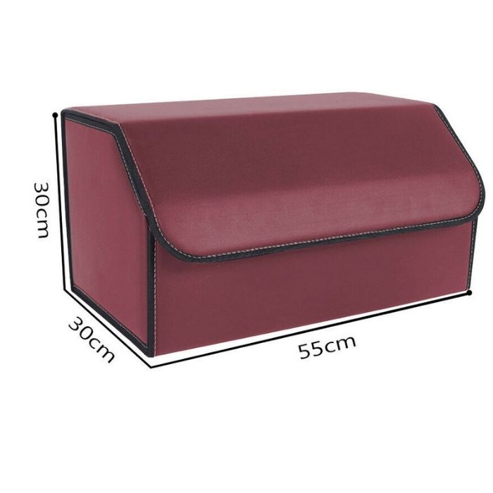 Red SOGA™ Leather Storage Box Car Boot Organiser