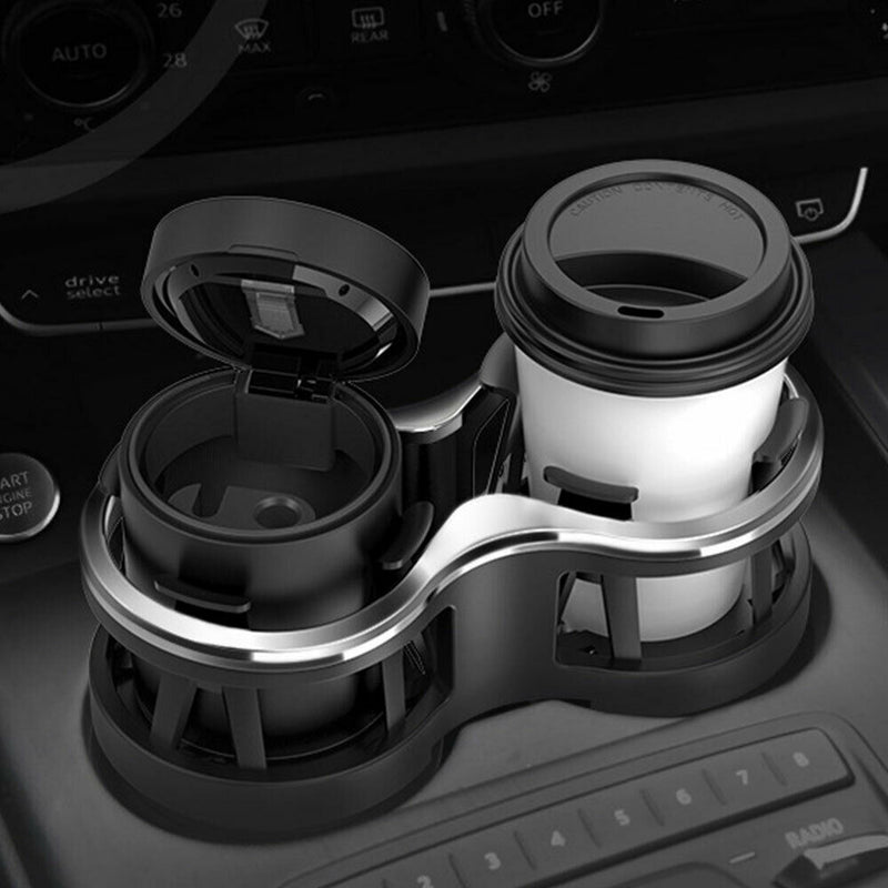 Car Cup Holder 2 in 1 Double Cup Multifunctional Vehicle Mounted Water Cup  Holder with 360° Rotating Adjustable Base 