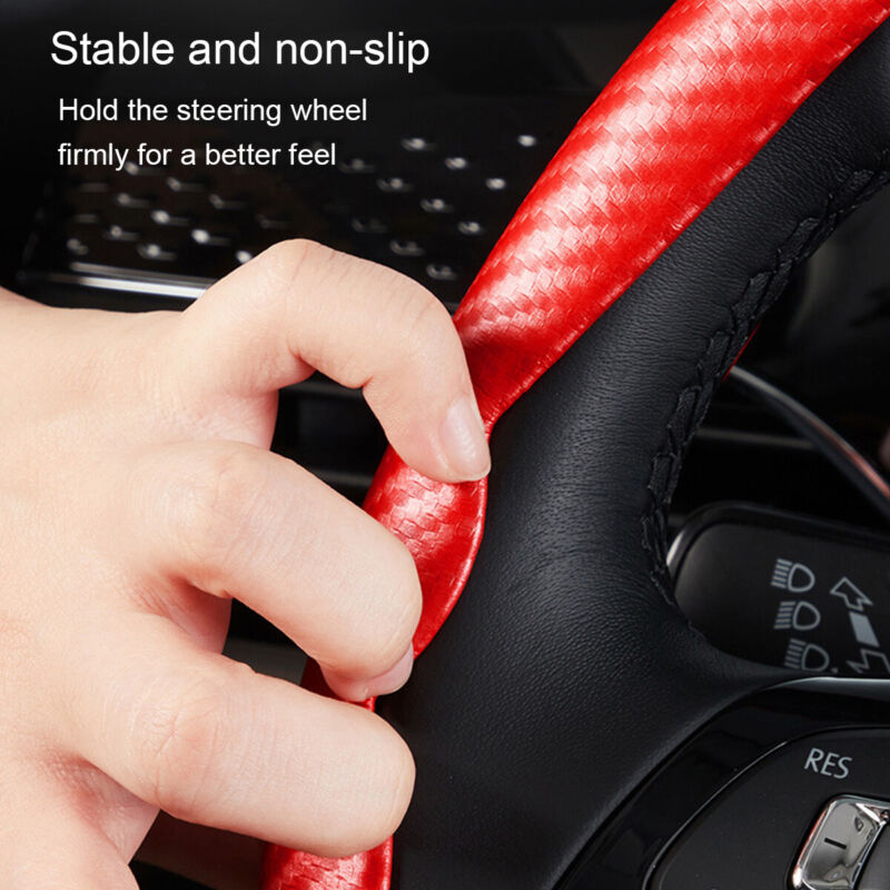 AntiSlip™ Car Steering Wheel Protector Cover Carbon Fiber Pattern Anti-Slip Breathable