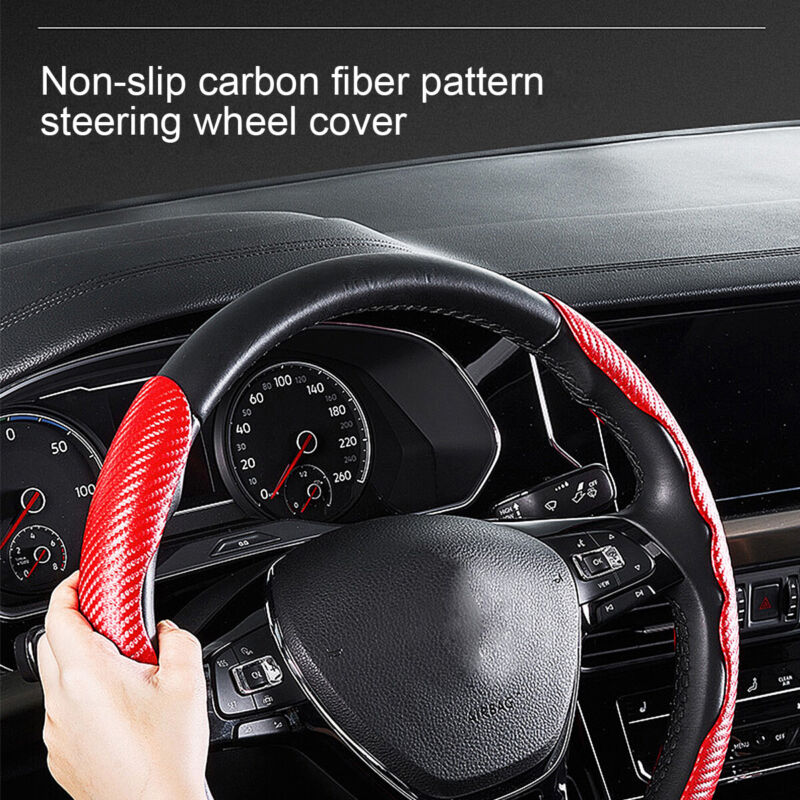 AntiSlip™ Car Steering Wheel Protector Cover Carbon Fiber Pattern Anti-Slip Breathable